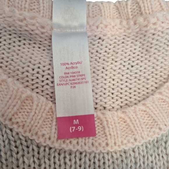 No Boundaries, Medium, light pink & grey cable knit design long-sleeved sweater. - Picture 4 of 5